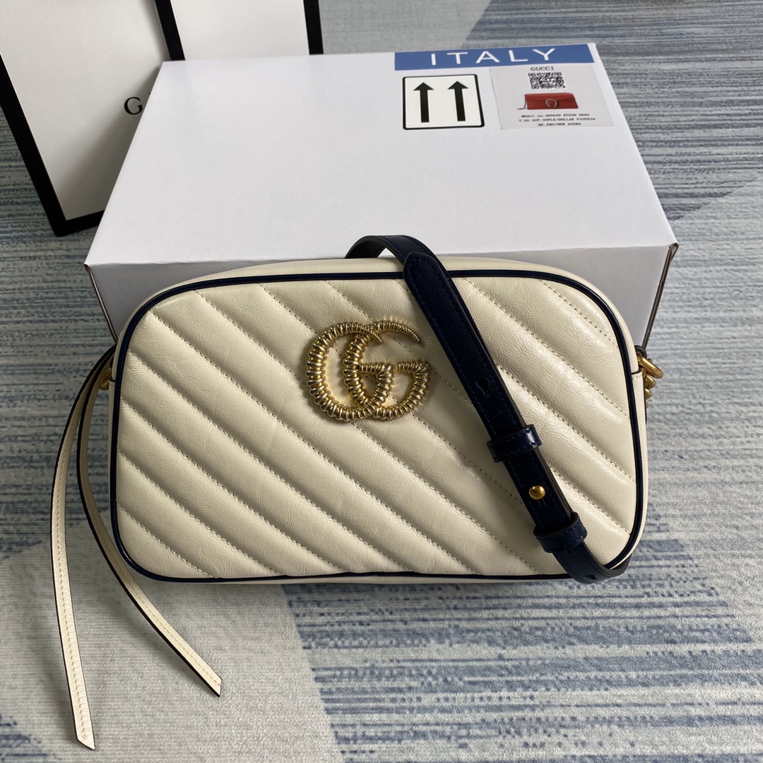 Gucci GG Marmont Small Matelasse Shoulder Bag 447632 White